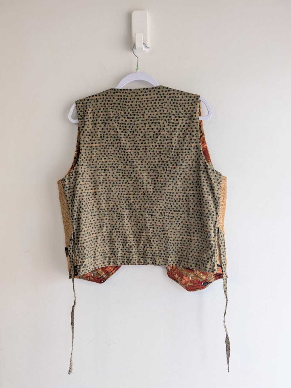 Handcrafted Upcycled Burlap Reversible Vest - Picture 7 of 11